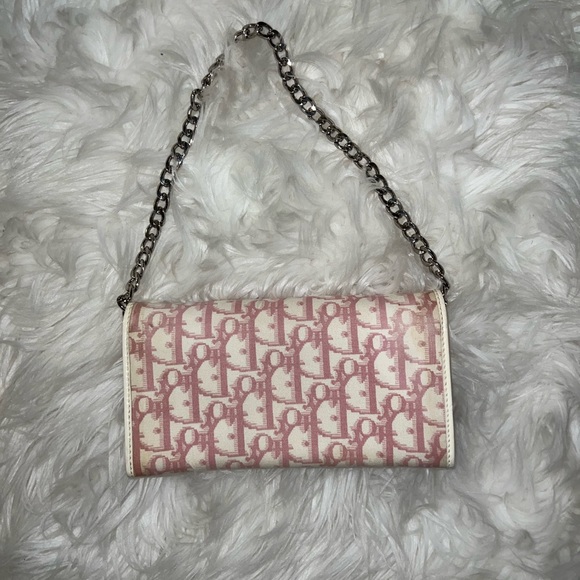 Authentic Dior Pink Trotter Wallet on chain - Picture 3 of 9